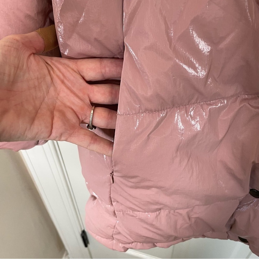NEW With Tags Zara Dusty Pink Metallic Oversized Hooded Down Puffer Coat Medium - Picture 7 of 13